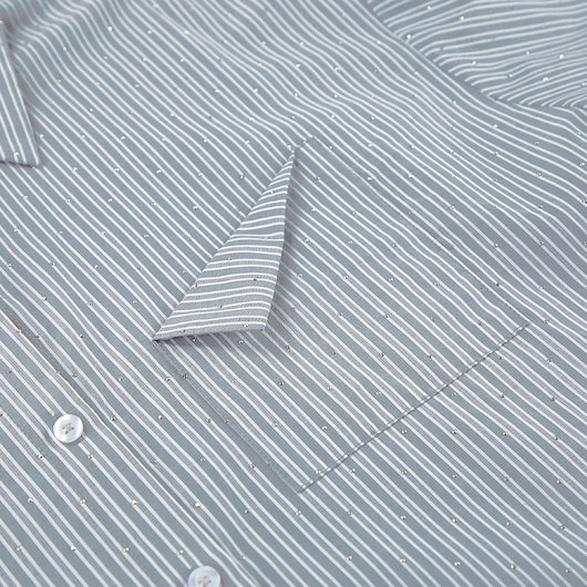 Camisa Manga Larga a Rayas con Detalles de Diamantes - Image 17