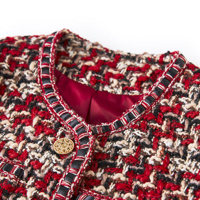 Chaqueta Tweed Corta Celebrity Rojo Intenso - Image 6