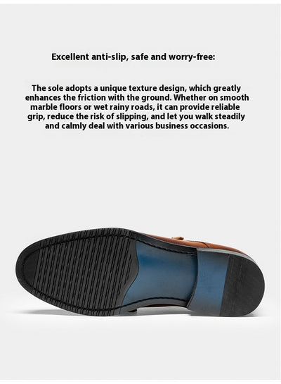 Zapatos de Cuero Ejecutivo Retro con Doble Hebilla - Estilo Clásico para Hombre - Image 10
