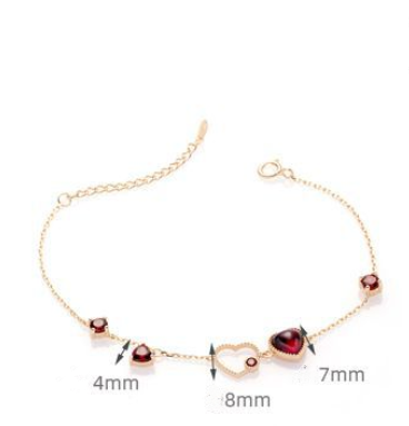 Pulsera Corazón Granate Rojo para Mujer - Image 6