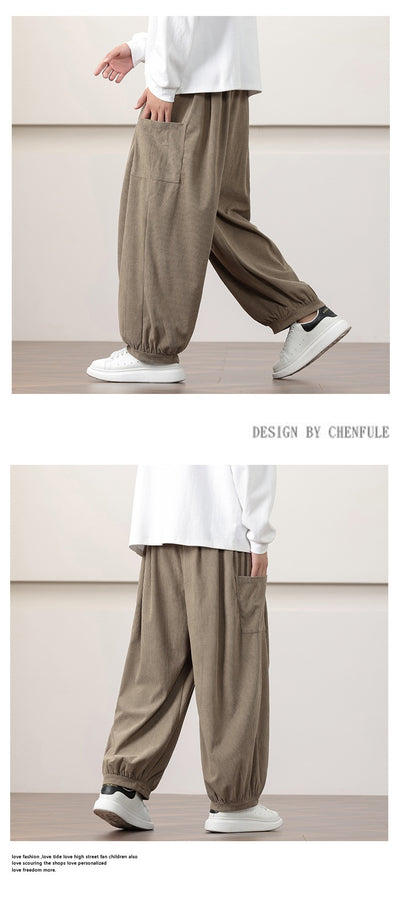 Pantalones Harem de Pana Otoño Estilo Chino para Hombre - Image 26