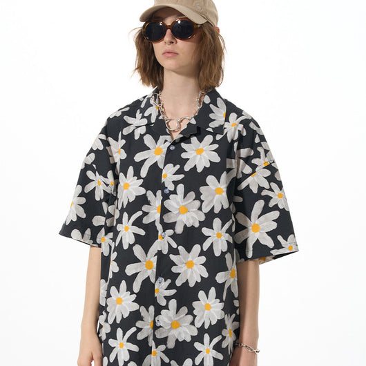 Camisa Vestido Floral Blanco con Botones