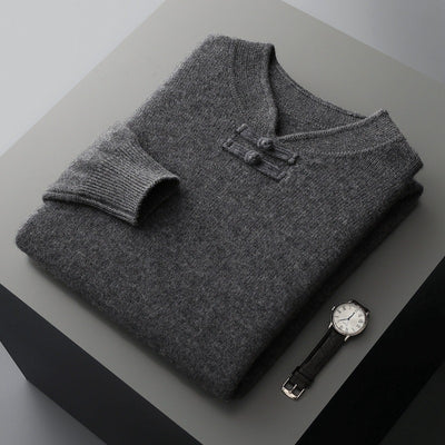 Suéter de Lana Pura con Cuello Alto Vintage para Hombre - Image 10