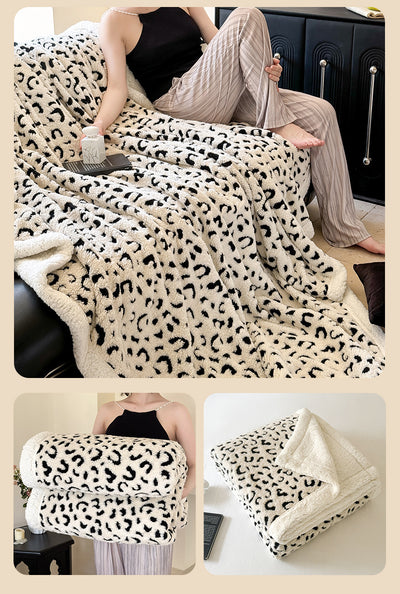 Manta de Tafetán Jacquard Estampado Leopardo Doble Capa - Image 20