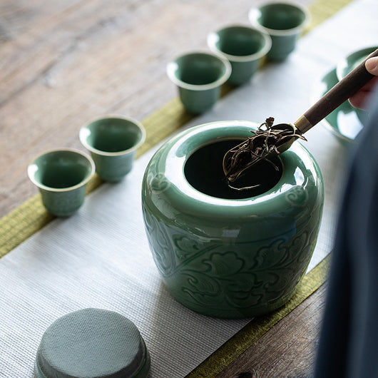 Recipiente de Té Loto Celadón Doble Sellado Antihumedad - Image 12