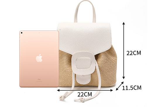 Mochila de Viaje Compacta para Mujer - Bolso Tejido de Paja - Image 16
