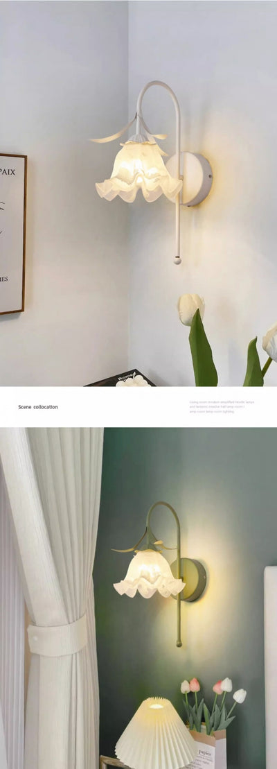 Lámpara de Pared Estilo Crema Flor de Orquídea para Mesita de Noche - Image 16