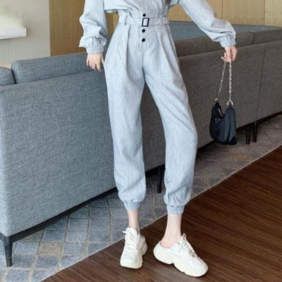 Pantalón Slim de Cintura Alta con Ajuste Reductor y Lazo - Image 3