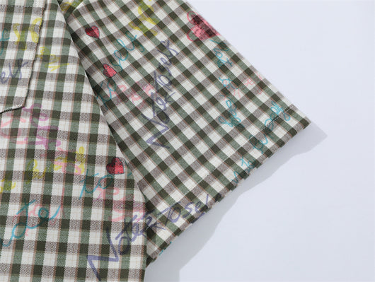 Camisa Suelta a Cuadros Manga Corta para Hombre - Image 12