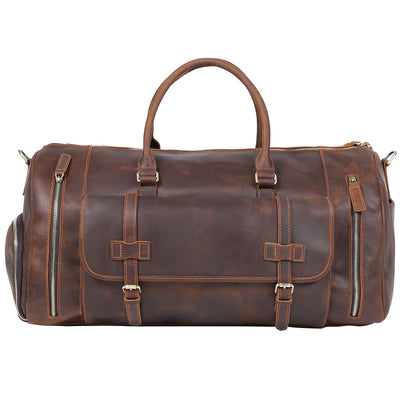 Bolsa de Viaje en Cuero Genuino de Primera Capa - Capacidad Extra Grande para Hombre - Image 5