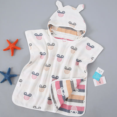 Capa de Baño Infantil con Capucha de Algodón Gasa Pura - Image 32
