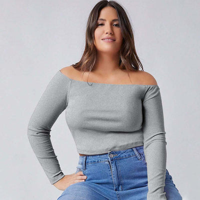 Blusa Elegante Fuera del Hombro Ajustada de Manga Larga para Otoño e Invierno - Image 6