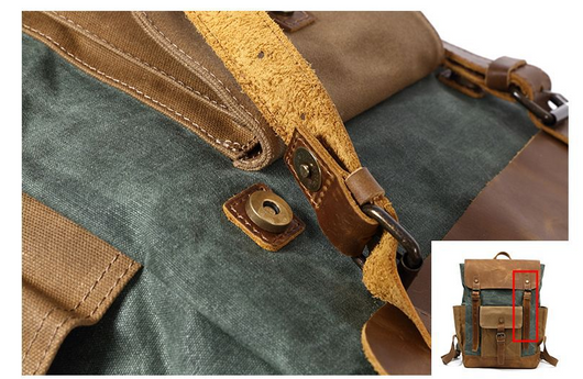 Mochila de Viaje Cuero Crazy Horse Lona para Hombre - Image 11