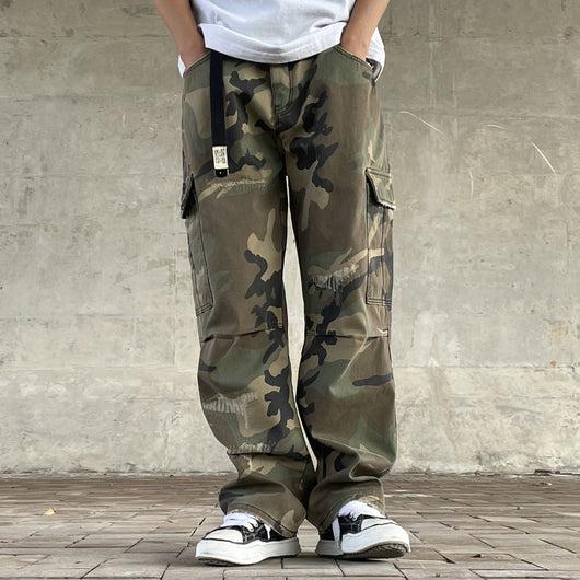 Pantalones de Trabajo Camuflaje Holgados Estilo Urbano Retro Americano