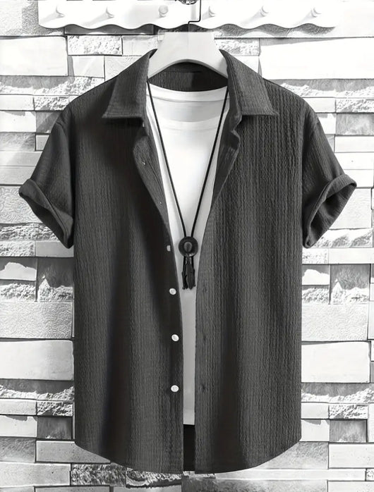 Camisa Casual de Manga Corta Holiday Leisure sin Arrugas para Hombre - Image 48