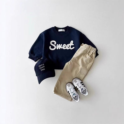 Sudadera Infantil con Estampado de Letras - Cuello Redondo Versátil - Image 3