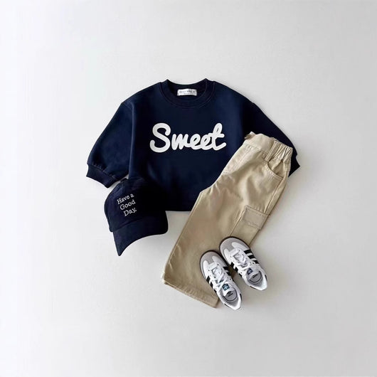 Sudadera Infantil con Estampado de Letras - Cuello Redondo Versátil - Image 3