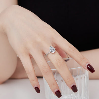 Anillo de Circón Gota de Hielo Plateado para Mujer - Image 14