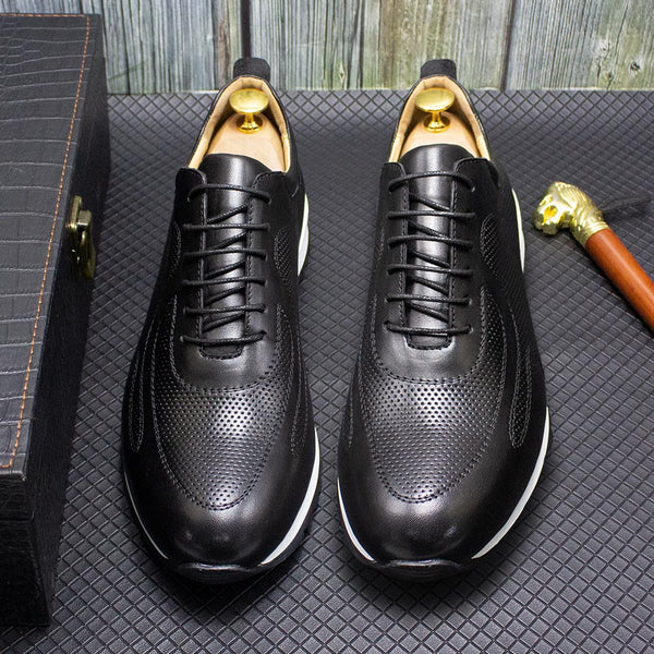 Zapatos Casuales de Cuero Genuino con Suela Reforzada y Diseño Texturizado