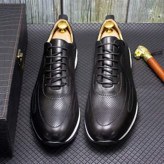 Zapatos Casuales de Cuero Genuino con Suela Reforzada y Diseño Texturizado