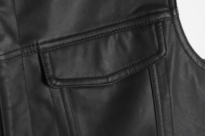 Chaleco de Cuero PU Liso para Hombre - Image 8