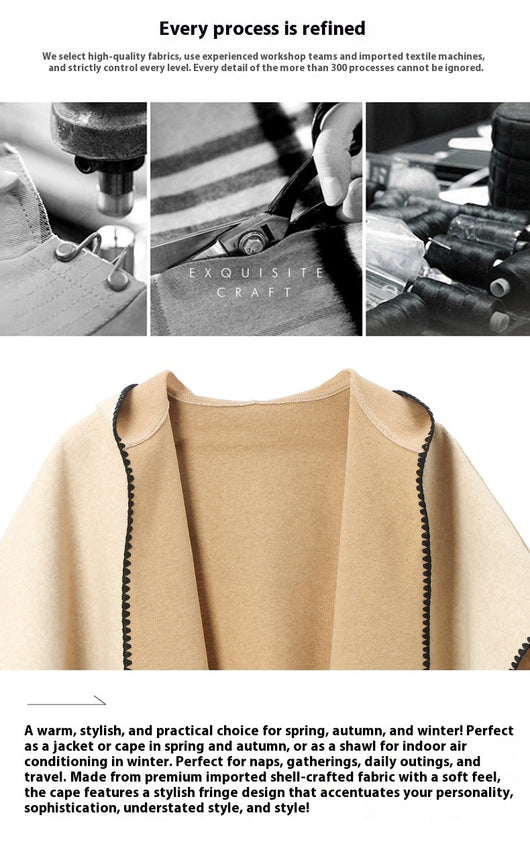 Poncho Hoodie con Borlas - Abrigo Versátil para Otoño e Invierno - Image 7