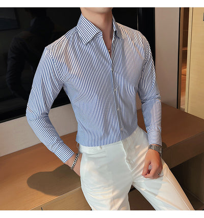 Camisa de Vestir Hombre Talla Grande a Rayas sin Planchado - Image 16