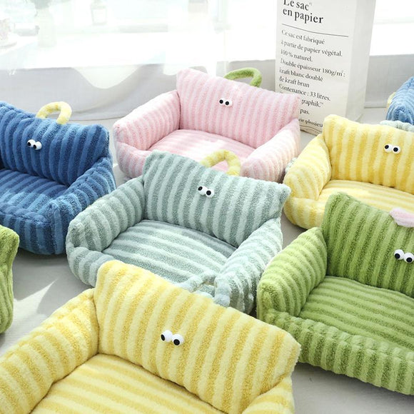 Nido Sofá Rayado para Mascotas - Cómodo y Adorable