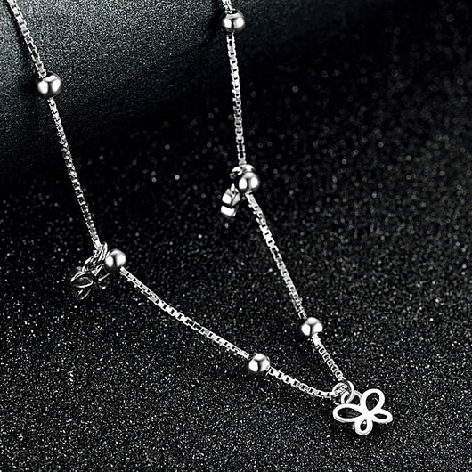 Pulsera Tobillera de Plata 925 con Mariposa Estilo Coreano - Image 3