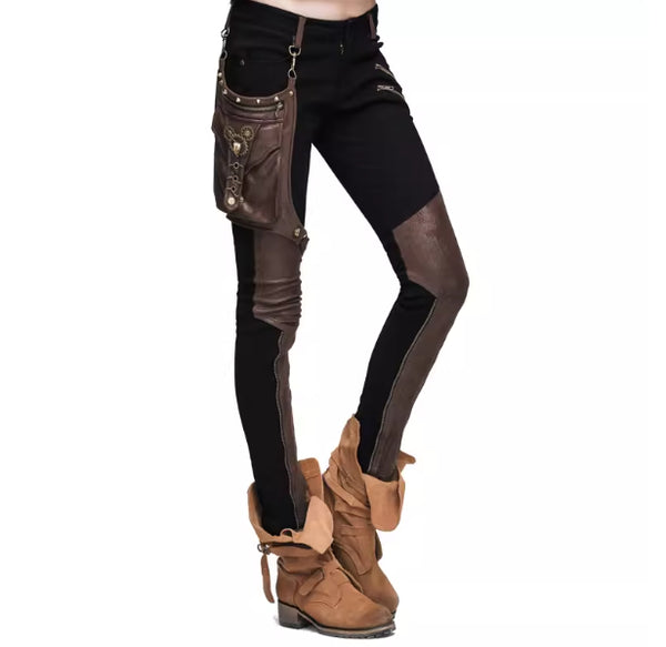 Pantalones Lápiz Patchwork Punk Rock para Mujer - Estilo Callejero