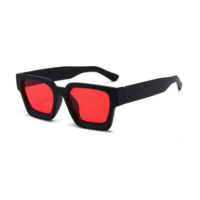 Olive green rectangular sunglasses with dark gray lenses, featuring a thick, modern frame design. - Image 9