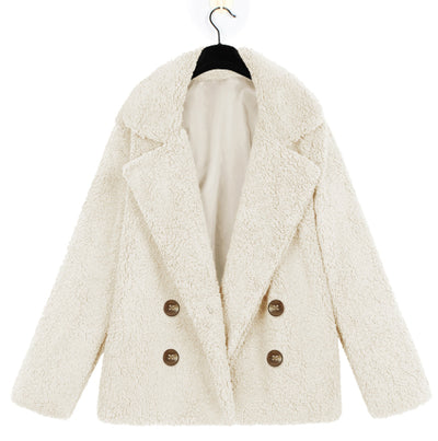 Camisa Abrigo de Felpa con Solapas Botones y Bolsillos para Mujer - Otoño e Invierno - Image 5