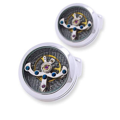 Gemelos de Camisa Movimiento Tourbillon Acero Inoxidable Mecánico