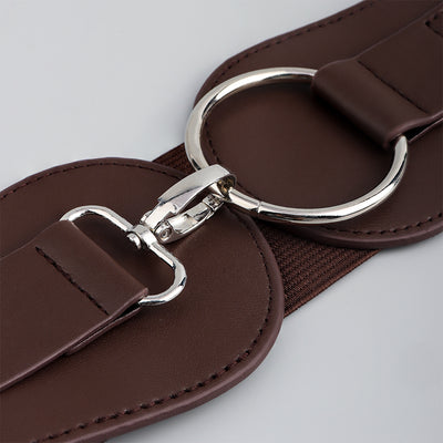 Cinturón Elástico PU Otoño Invierno para Mujer - Café y Negro Elegante - Image 20