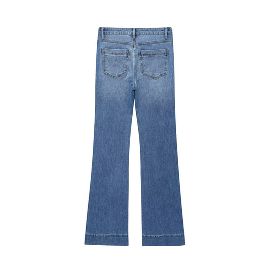 Jeans Cintura Alta con Detalles de Moda Europea y Americana - Image 2