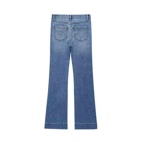 Jeans Cintura Alta con Detalles de Moda Europea y Americana