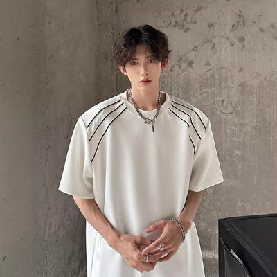Playera Manga Corta Hombre Estilo Americano con Hombreras