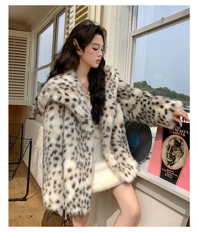 Abrigo de Piel Estampado Leopardo con Cuello de Piel para Mujer - Image 18