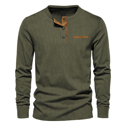 Henley de Pana para Hombre - Ajuste Slim, Manga Larga, Diseño Minimalista - Image 16