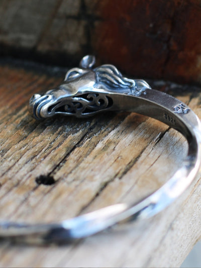 Pulsera de Plata Caballo Abierta para Hombre - Joyería Artesanal - Image 5