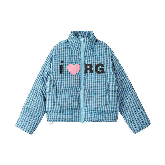 Chaqueta Corta de Algodón Estilo Retro Americano a Cuadros
