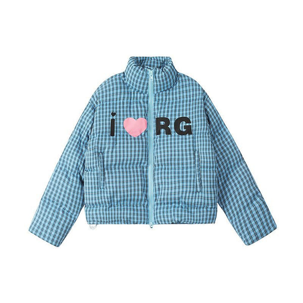 Chaqueta Corta de Algodón Estilo Retro Americano a Cuadros
