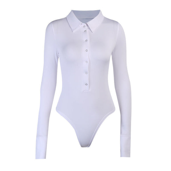 Jumpsuit Polo Manga Larga Slim Fit Sexy