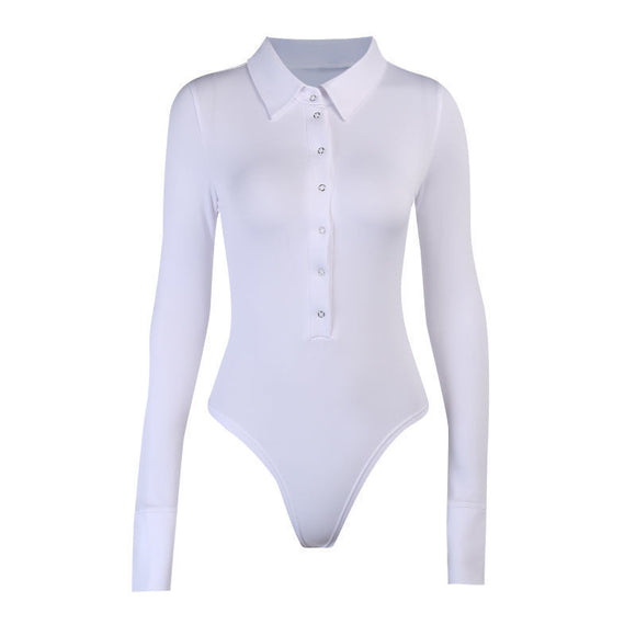 Jumpsuit Polo Manga Larga Slim Fit Sexy