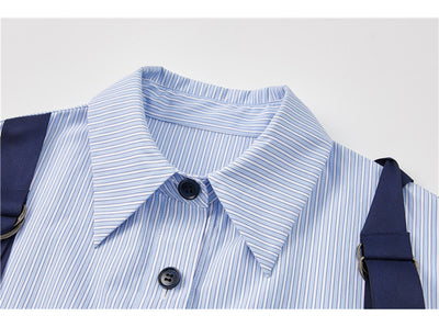 Camisa de Moda con Ribetes en Contraste Azul - Image 15