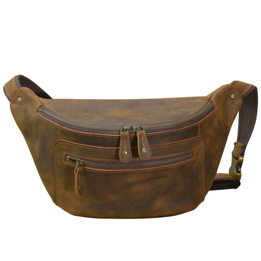 Bolsa de Pecho Vintage Cuero Crazy Horse Distresado para Hombre - Image 4