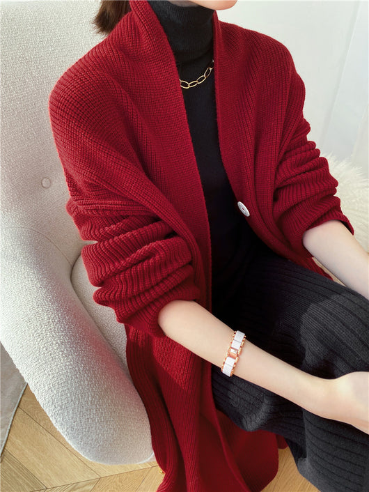 Cardigan Tipo Temperamento Largo Mujer Otoño Invierno - Image 18
