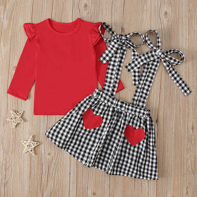 Conjunto Falda Suspensores con Moño y Manga Larga para Niñas - Image 3
