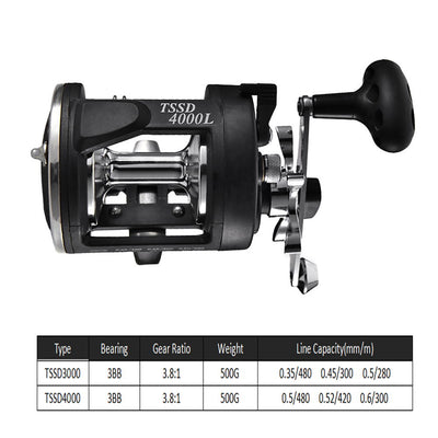 Carrete de Pesca Trolling Agua Salada Derecha Lanzamiento Giratorio Negro - Image 20