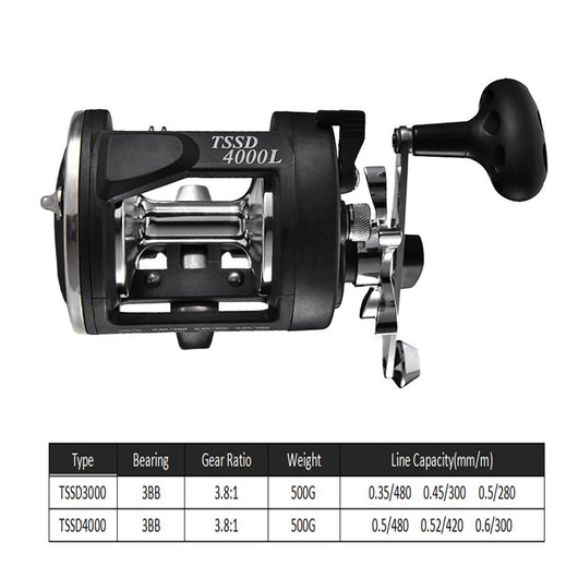 Carrete de Pesca Trolling Agua Salada Derecha Lanzamiento Giratorio Negro - Image 20